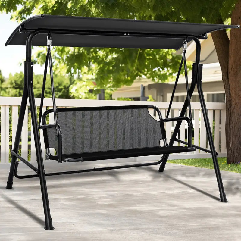 Dual-Seater Metal Porch Swing with Canopy,