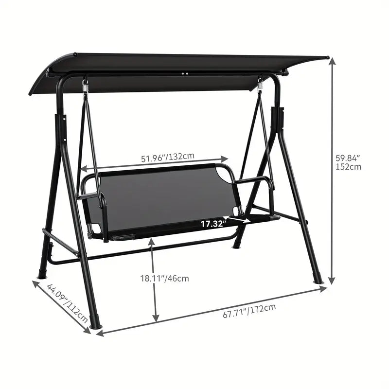 Dual-Seater Metal Porch Swing with Canopy,